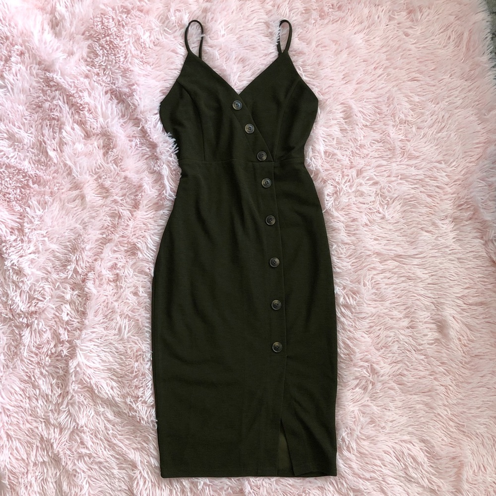 Olive Green Asymmetrical Dress